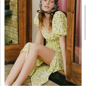 For Love and Lemons Chrysanthemum Midi Dress Lemonade sz XS